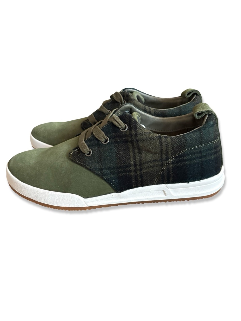 COLDWATER CREEK Walk With Me Green Flannel Plaid Sneakers NEW
